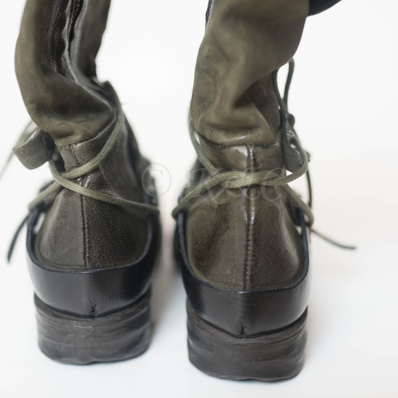 A.S.98 Steely Green Gray Mid-Calf Leather Boot 39 - Picture 4 of 7